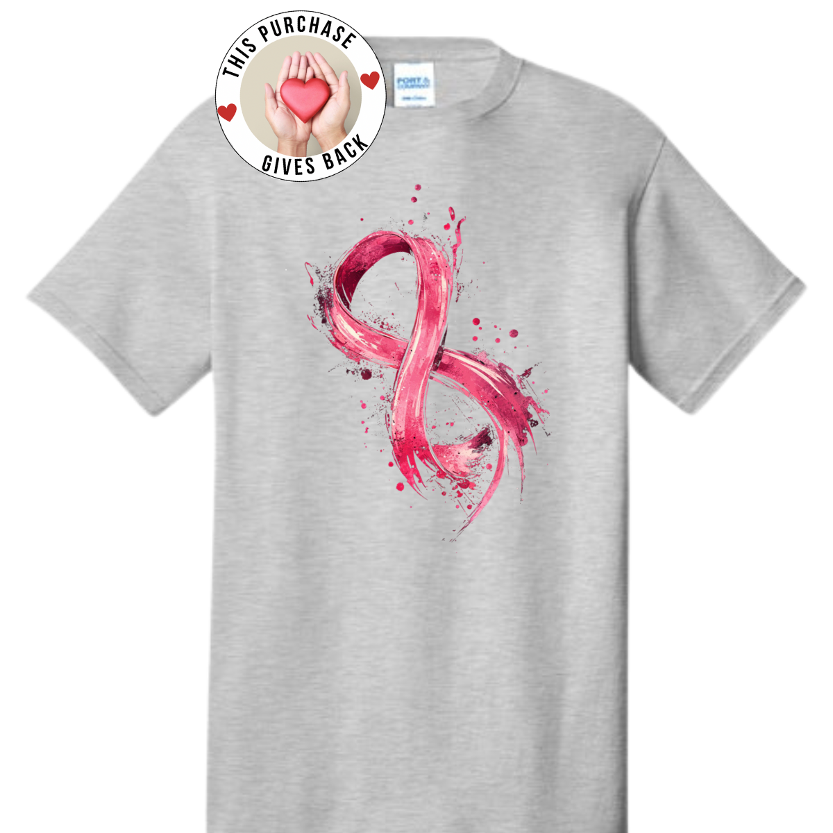 Painted Ribbon Breast Cancer Tshirt - Pink, Gray or Black Shirts & Tops Rose's Colored Designs Small Gray Ribbon Only