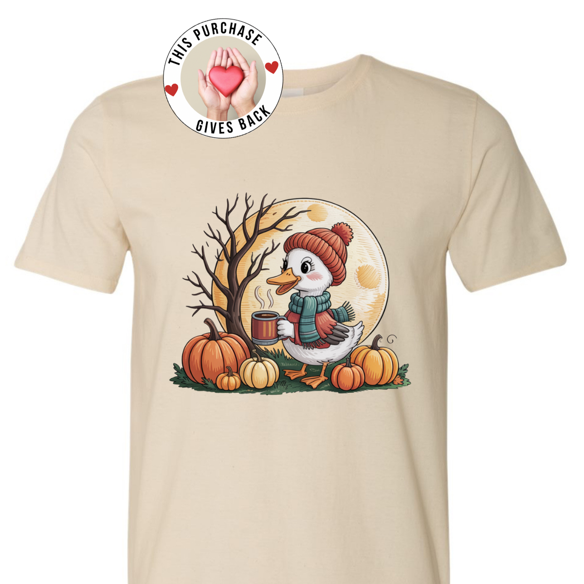 Cozy Goose Tee Rose's Colored Designs Small Tan