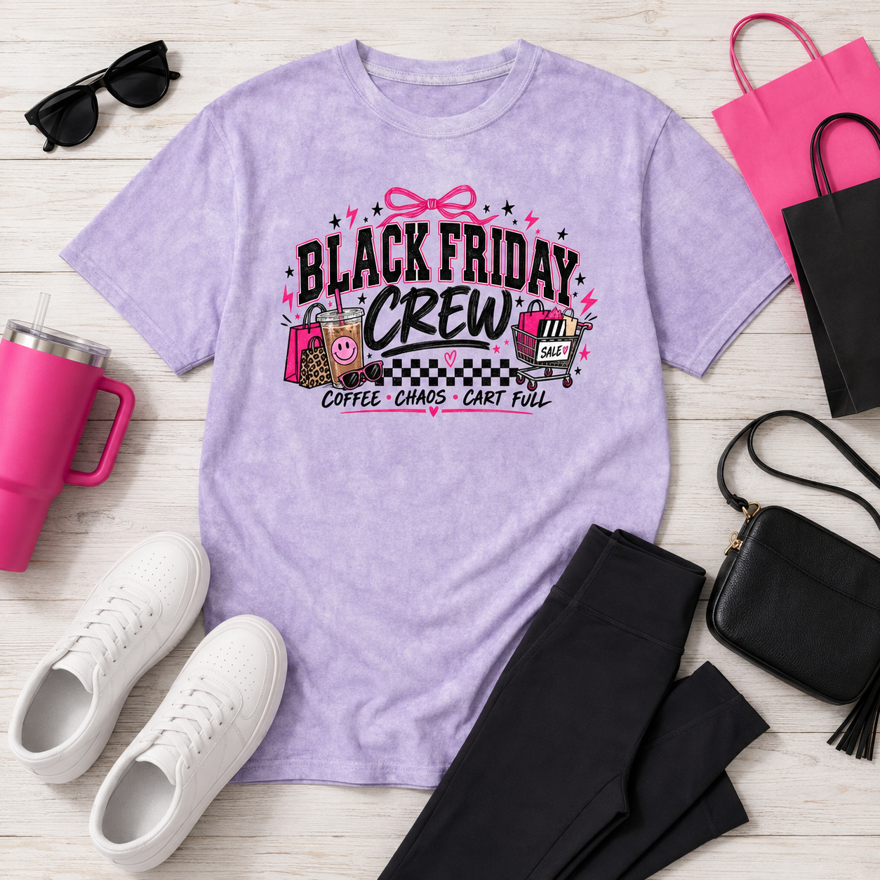 Black Friday Crew Graphic Tee – Coffee, Chaos & Cart Full
