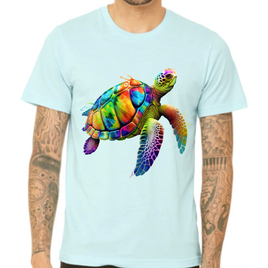 Sea Turtle Tie Dye Tee Tshirt Rose's Colored Designs  Small  