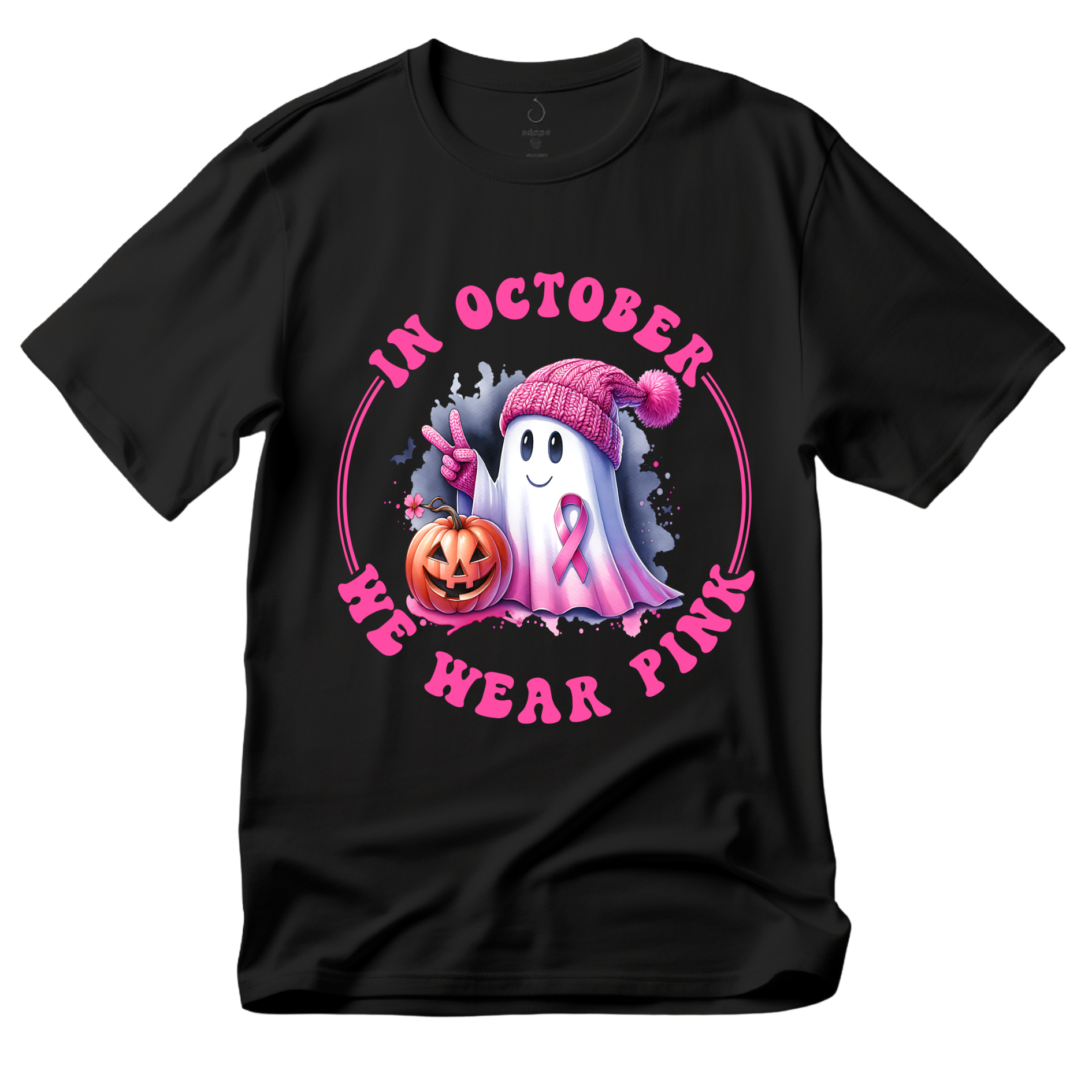In October We Wear Pink Tee – Breast Cancer Awareness Shirt Shirts & Tops Roses Colored Designs Small Black
