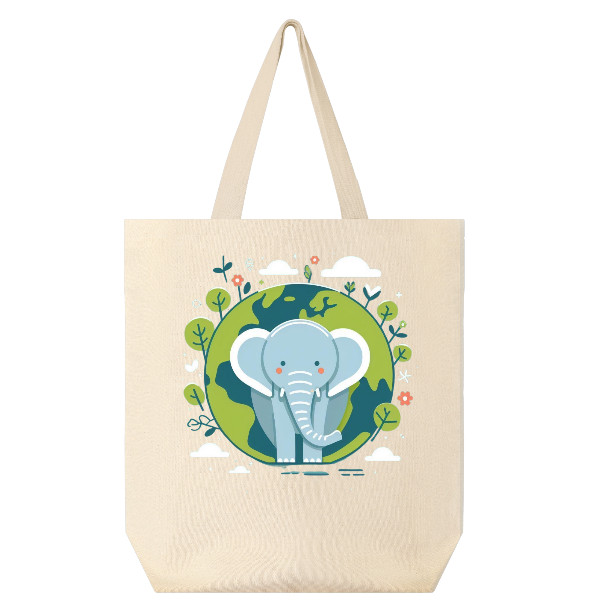 Earth & Elephant Tote, Earth Day Tote Rose's Colored Designs