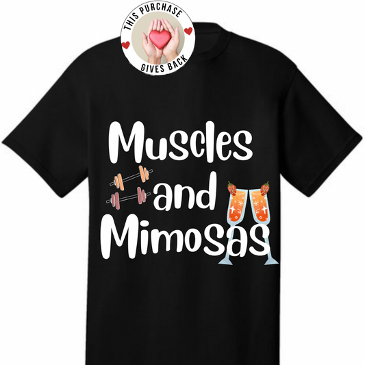 Muscles and Mimosas Tee Tshirt Rose's Colored Designs
