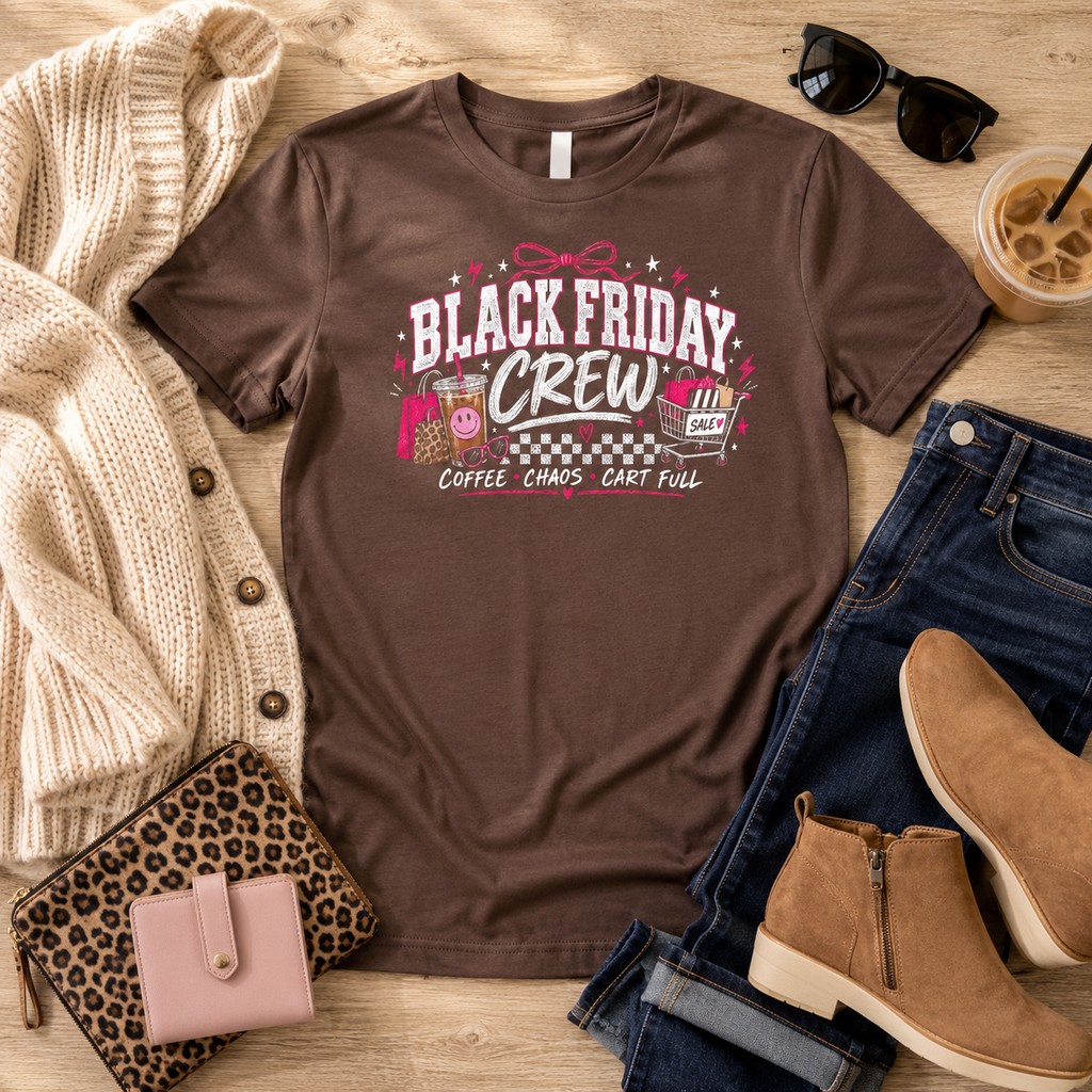 Black Friday Crew Graphic Tee – Coffee, Chaos & Cart Full