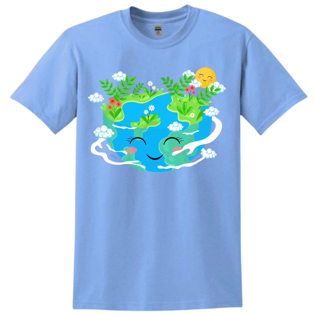 Smiling Earth Tee or Tote or Tee and Tote Tshirt Rose's Colored Designs Small Tee 