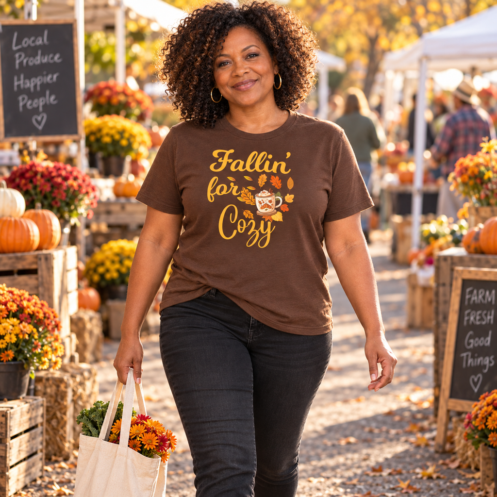 Fallin' for Cozy Fall Graphic Tee Shirts & Tops Roses Colored Designs