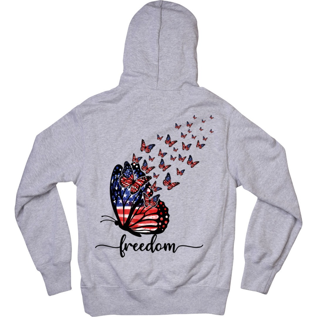 Freedom Butterflies Hoodie Tshirt Rose's Colored Designs Small  