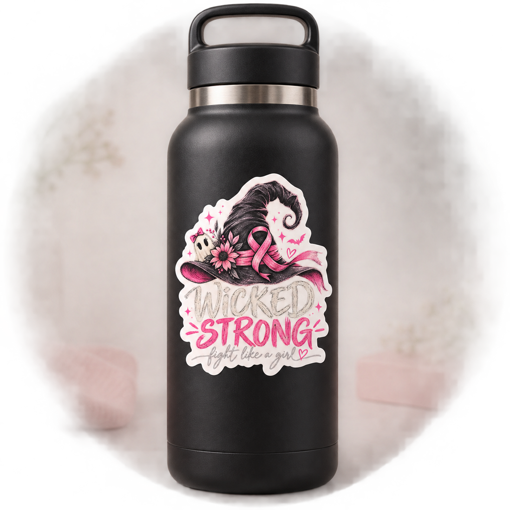 Wicked Strong Breast Cancer Awareness Vinyl Sticker