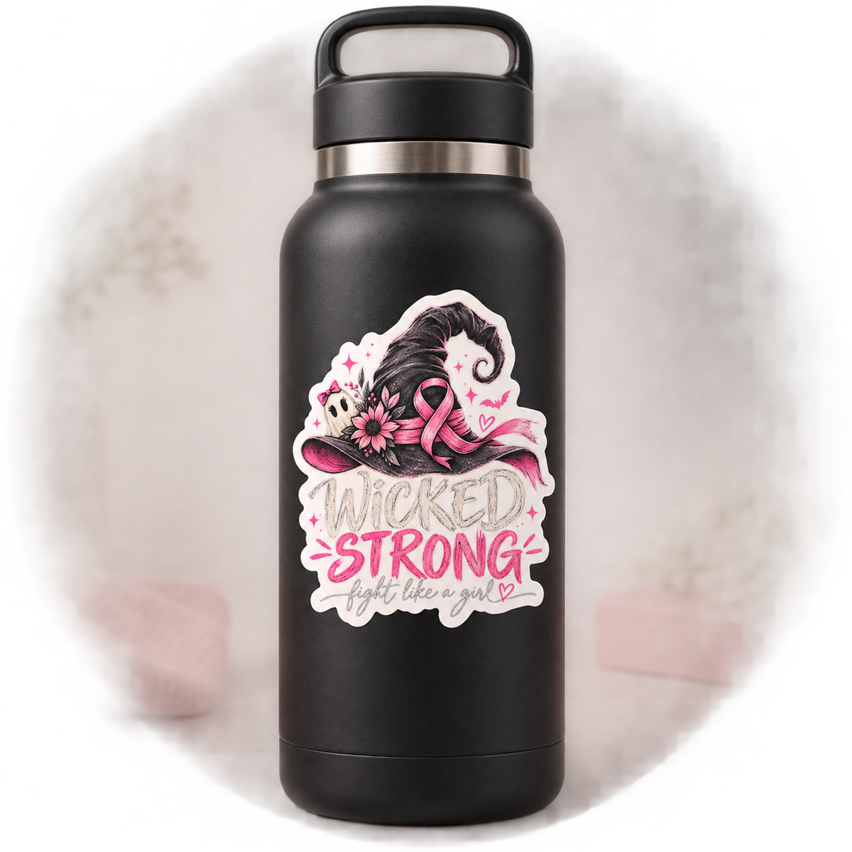 Wicked Strong Breast Cancer Awareness Vinyl Sticker