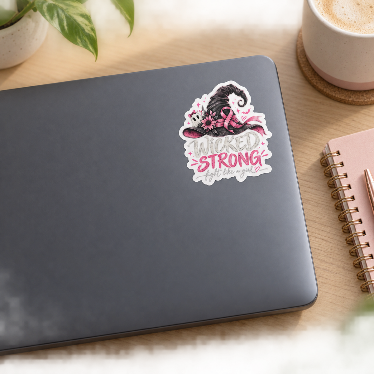 Wicked Strong Breast Cancer Awareness Vinyl Sticker