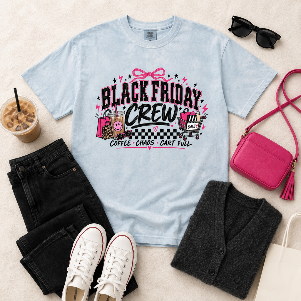 Black Friday Crew Graphic Tee – Coffee, Chaos & Cart Full