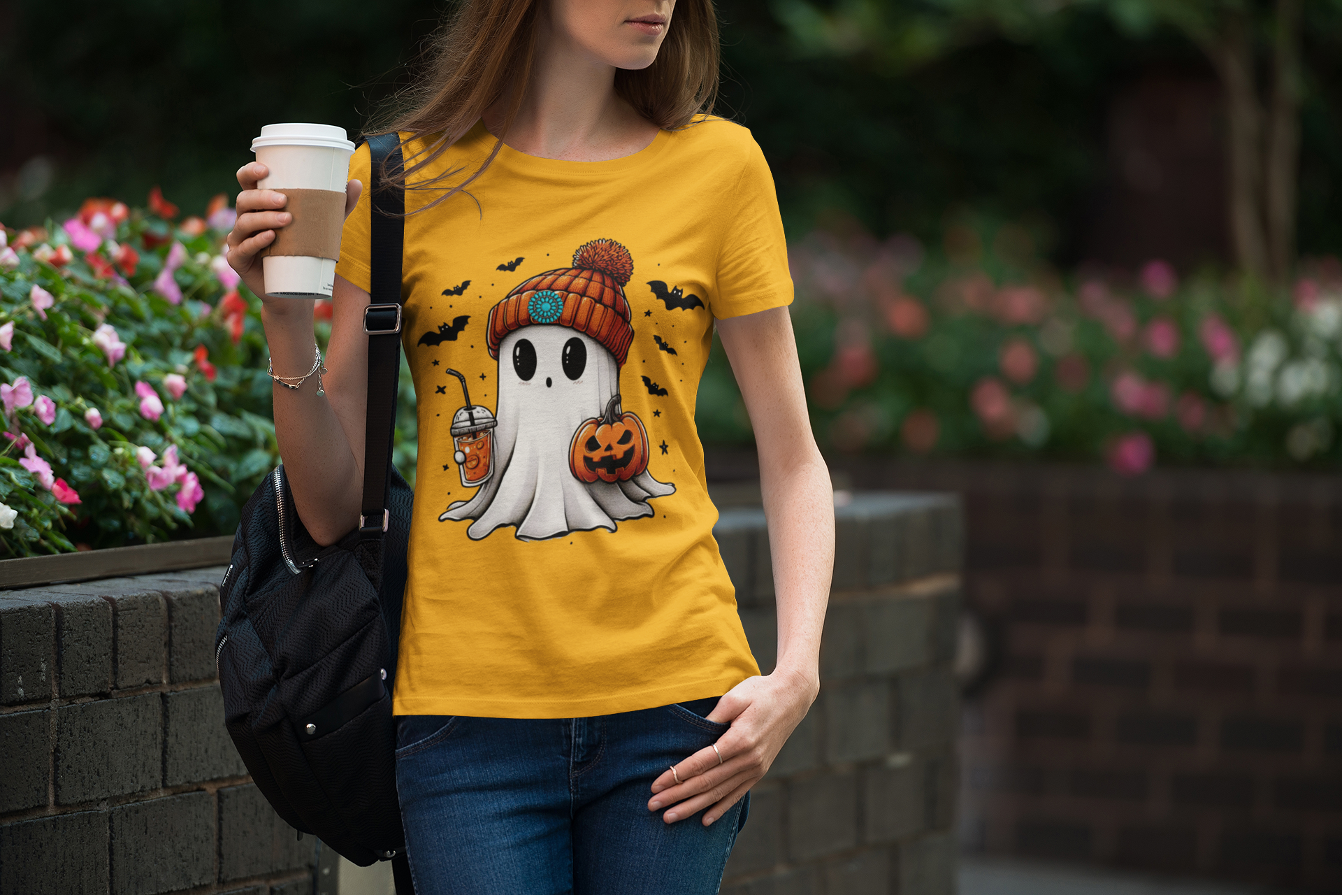 Coffee + Ghost Tee Shirts & Tops Rose's Colored Designs   