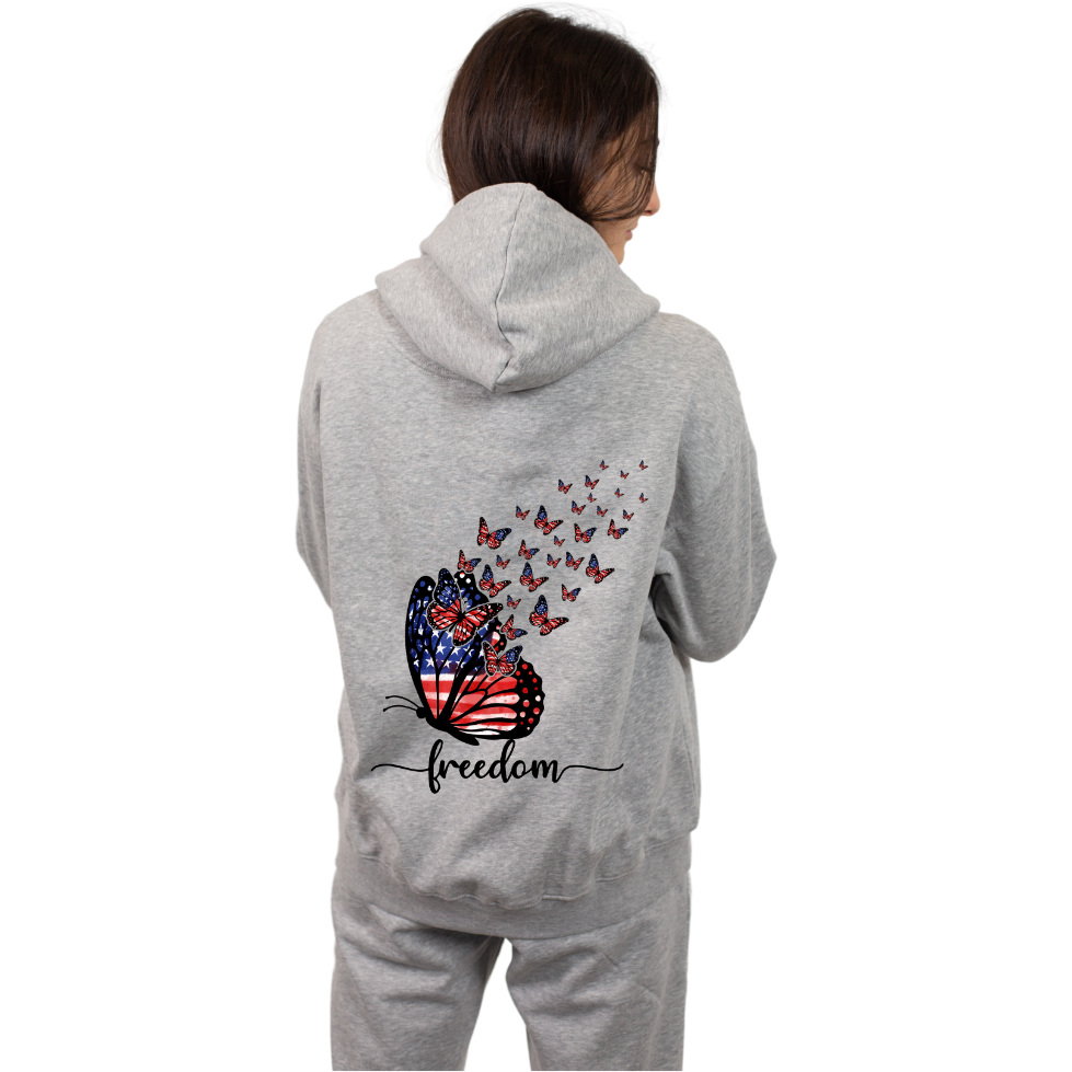 Freedom Butterflies Hoodie Tshirt Rose's Colored Designs   