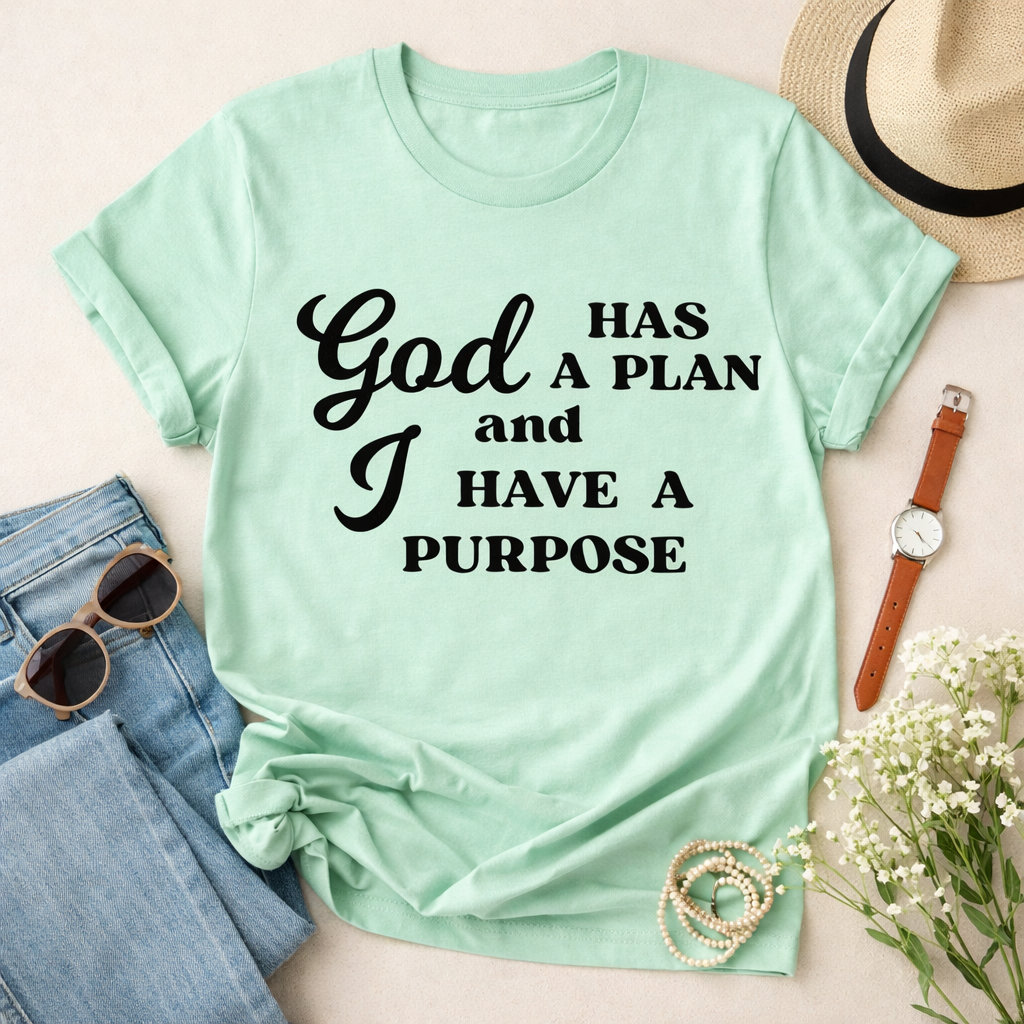 God Has a Plan and I Have a Purpose Tee Tshirt Rose's Colored Designs Small