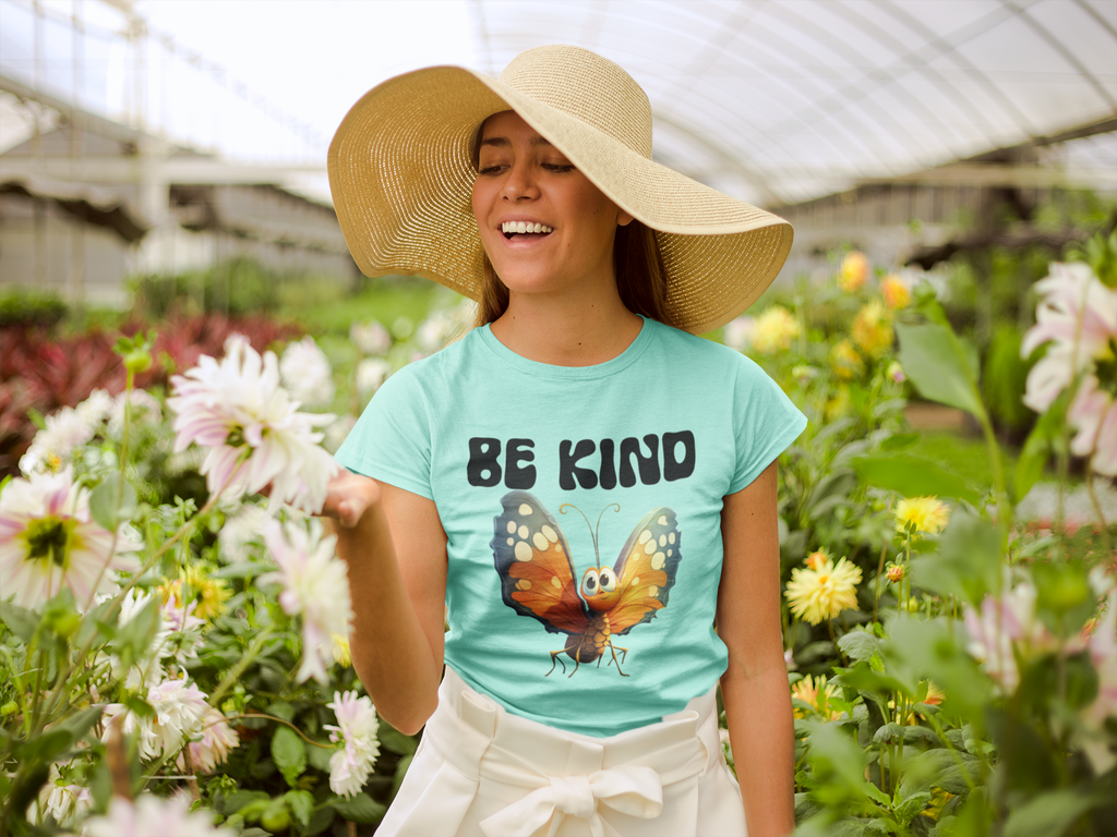 Be Kind Butterfly Tee – Soft Self-Care Graphic Shirt Tshirt Rose's Colored Designs