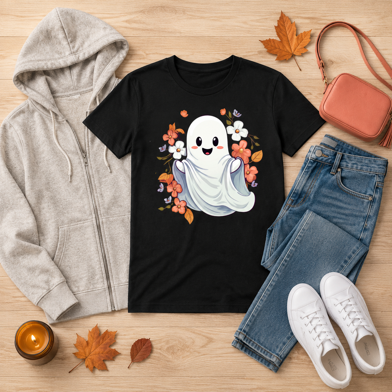 Too Cute Ghost Graphic Tee for Women