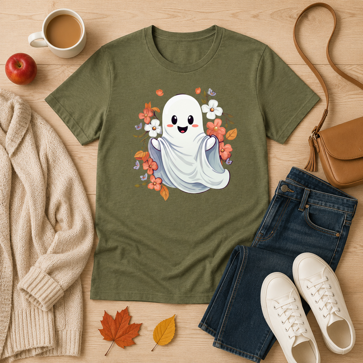 Too Cute Ghost Graphic Tee for Women