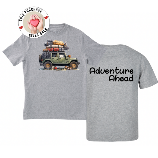 Adventure Ahead Packed SUV Tee – Soft Graphic T-Shirt for Road Trips & Outdoor Lovers Tshirt Rose's Colored Designs