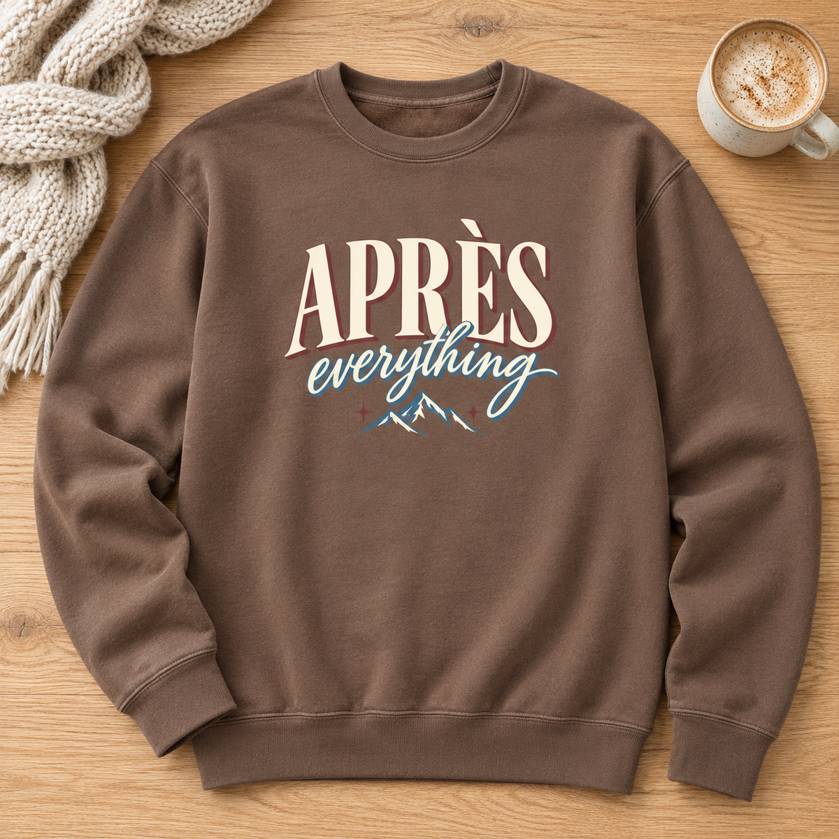 Apres Eveything Crewneck Sweatshirt - Brown Sweatshirt Rose's Colored Designs Small