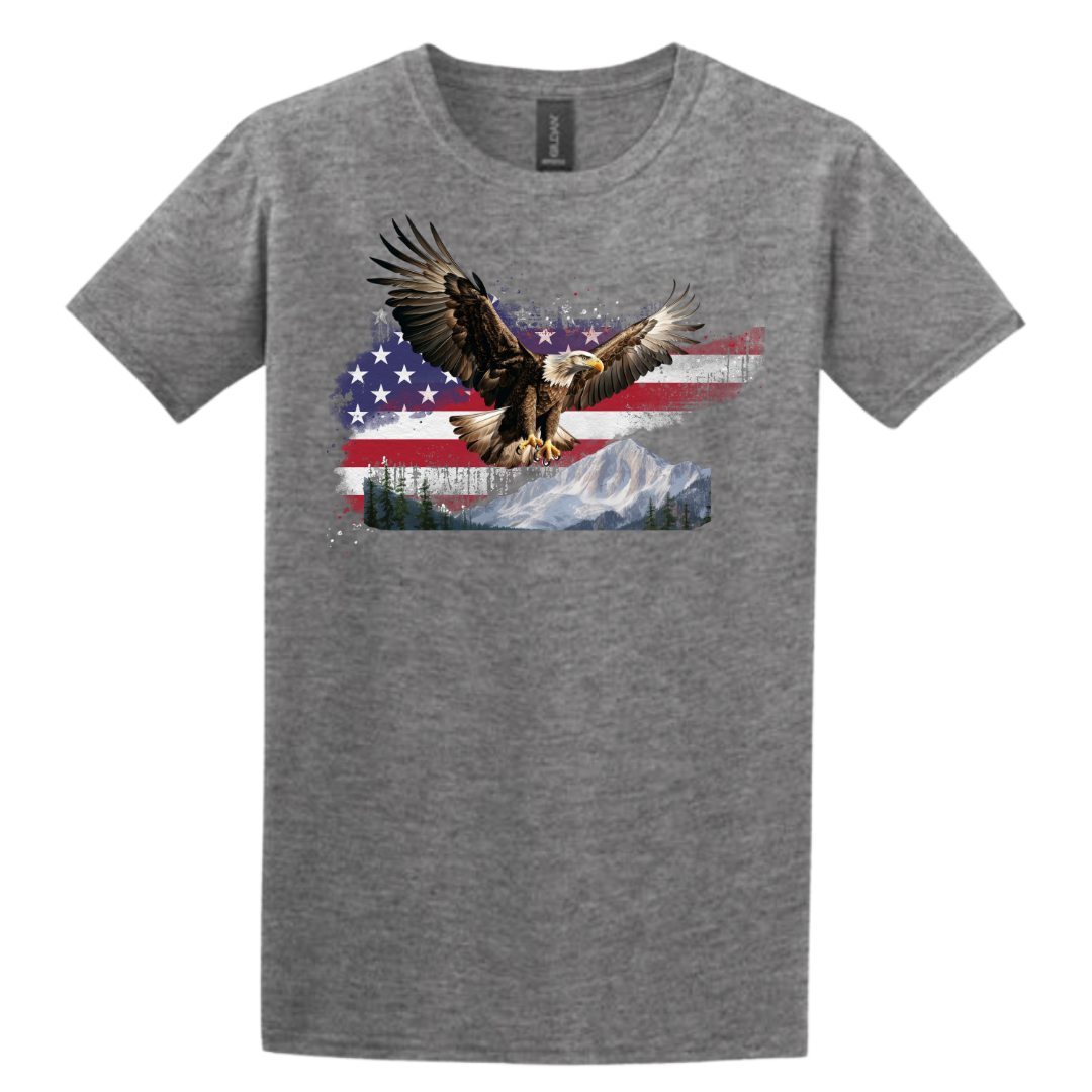 Soaring Eagle & Flag Tee Tshirt Rose's Colored Designs   