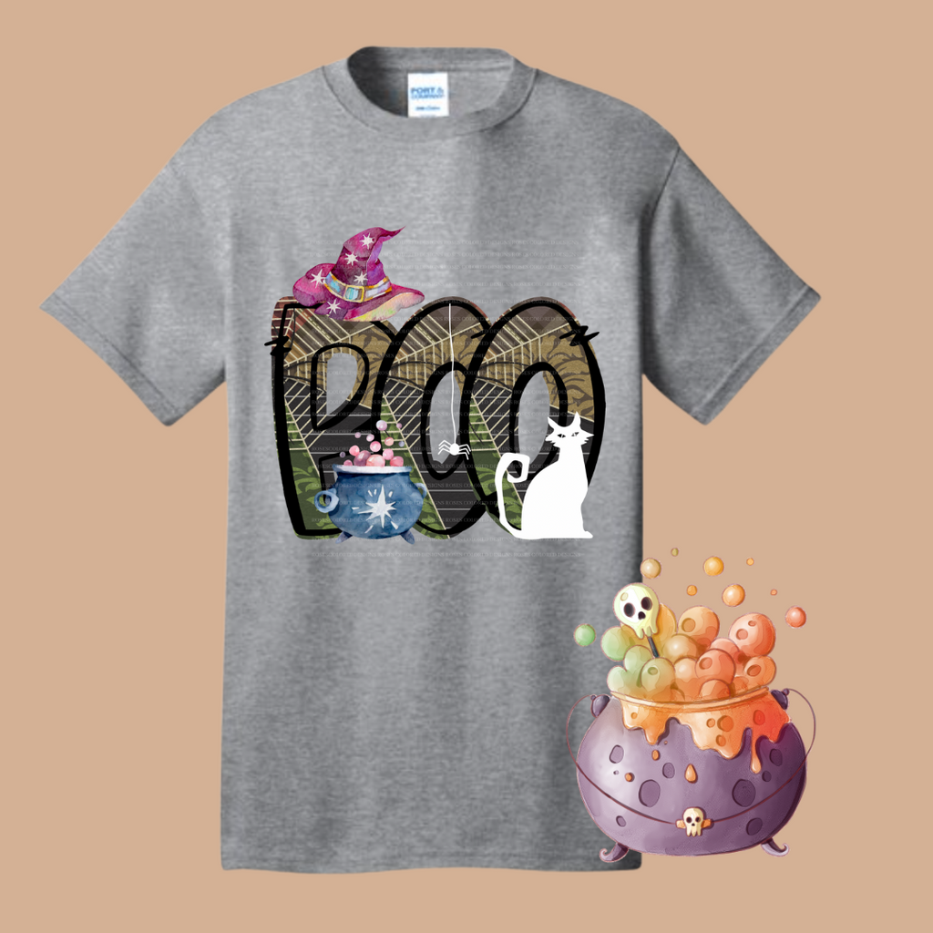 Spooky BOO Tee Shirts & Tops Roses Colored Designs Tshirt Small Gray