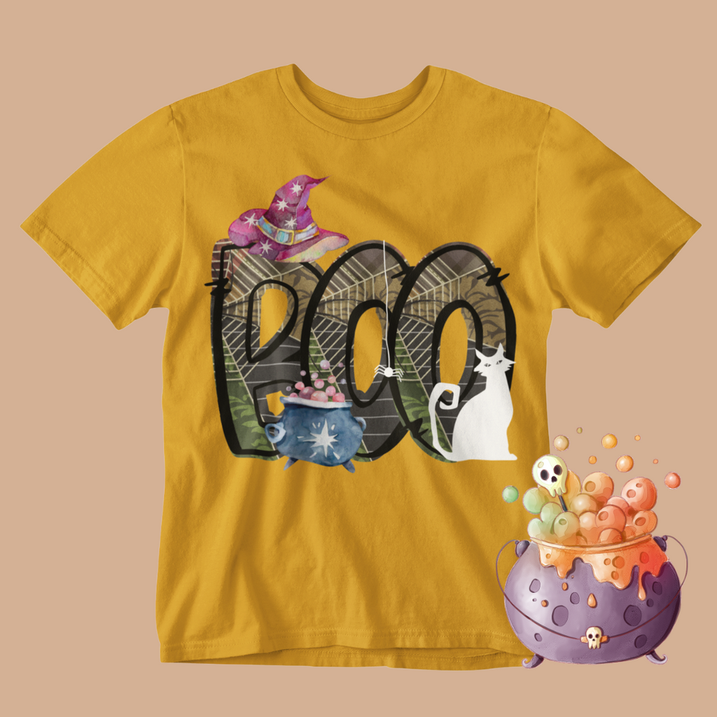 Spooky BOO Tee Shirts & Tops Roses Colored Designs Tshirt Small Gold