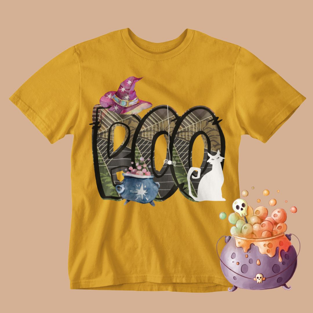 Spooky BOO Tee Shirts & Tops Roses Colored Designs Tshirt Small Gold