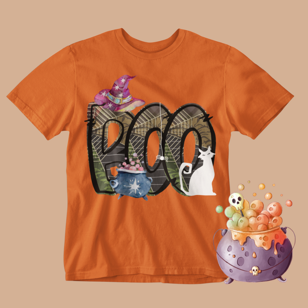 Spooky BOO Tee Shirts & Tops Roses Colored Designs Tshirt Small Orange