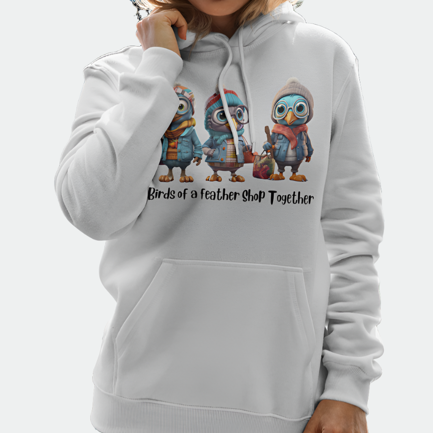 Birds of a Feather Shop Together Hoodie – Comfy & Cute Sweatshirt Rose’s Colored Designs