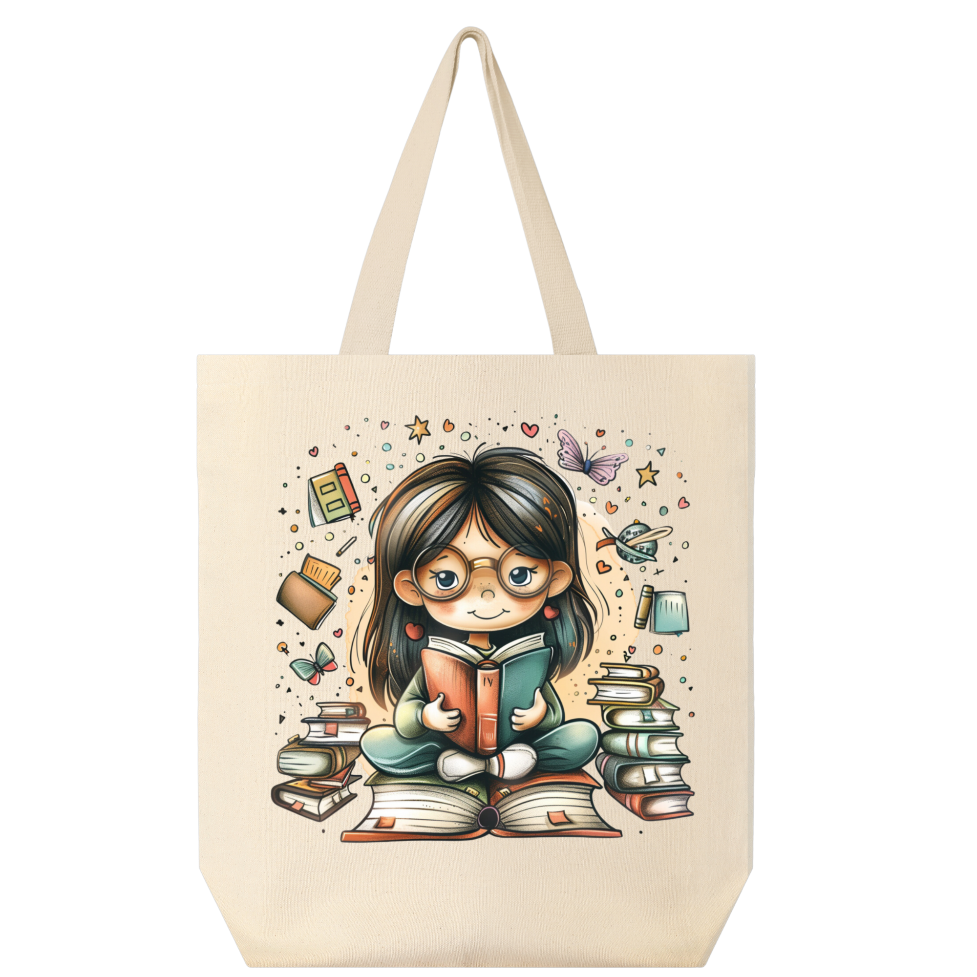 She Loves to Read Tote Tote Rose's Colored Designs Brunette