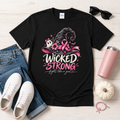 Wicked Strong Pink Ribbon Halloween Graphic Tee