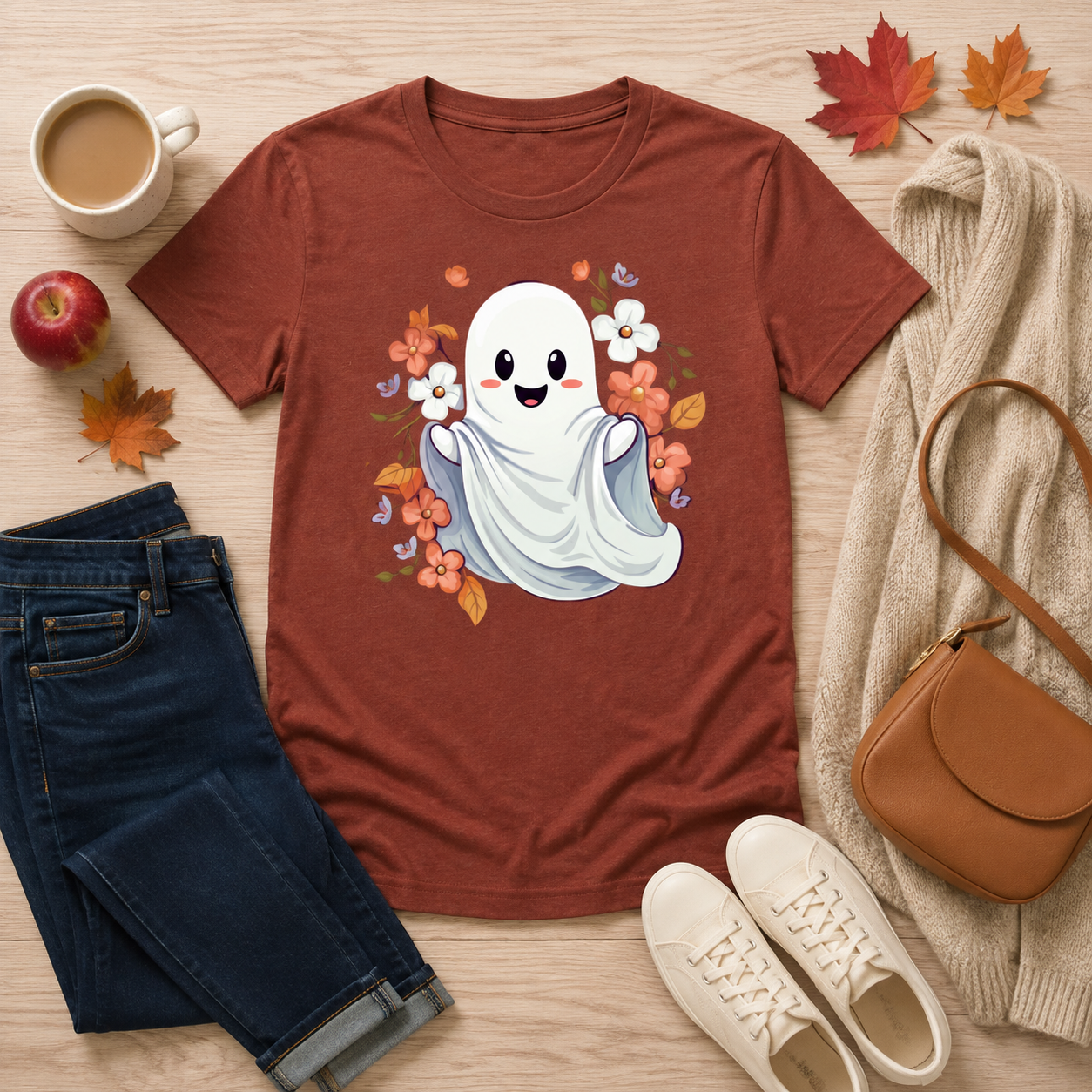 Too Cute Ghost Graphic Tee for Women