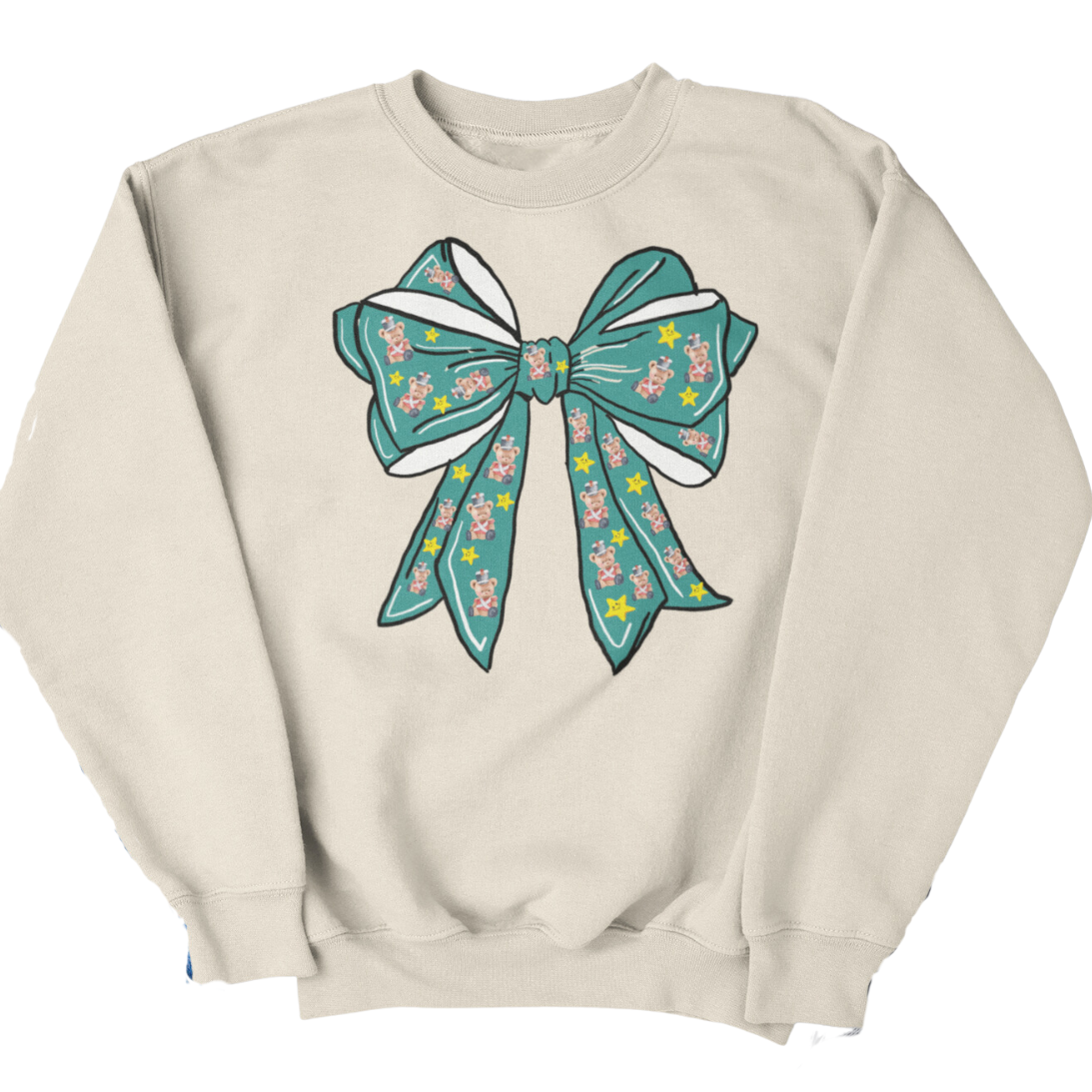 Toys for Tots Bow Sweatshirt Sweatshirt Rose's Colored Designs  Small Beige 