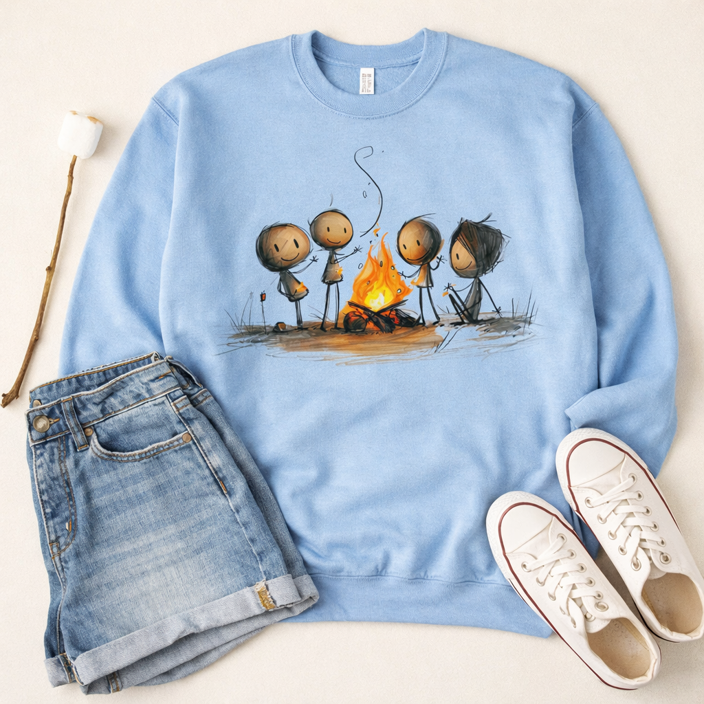 Right Here Is Enough Crewneck Sweatshirt | Campfire Graphic Sweatshirt Rose's Colored Designs Small