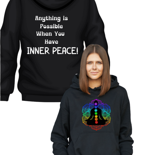 Anything Possible When You Have INNER PEACE Hoodie Sweatshirt Rose's Colored Designs Small  