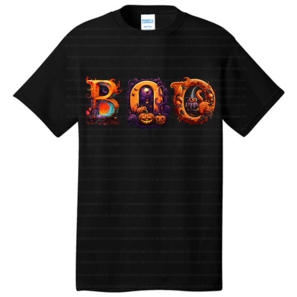 Boo Halloween T-shirt Tshirt Rose's Colored Designs Black Small