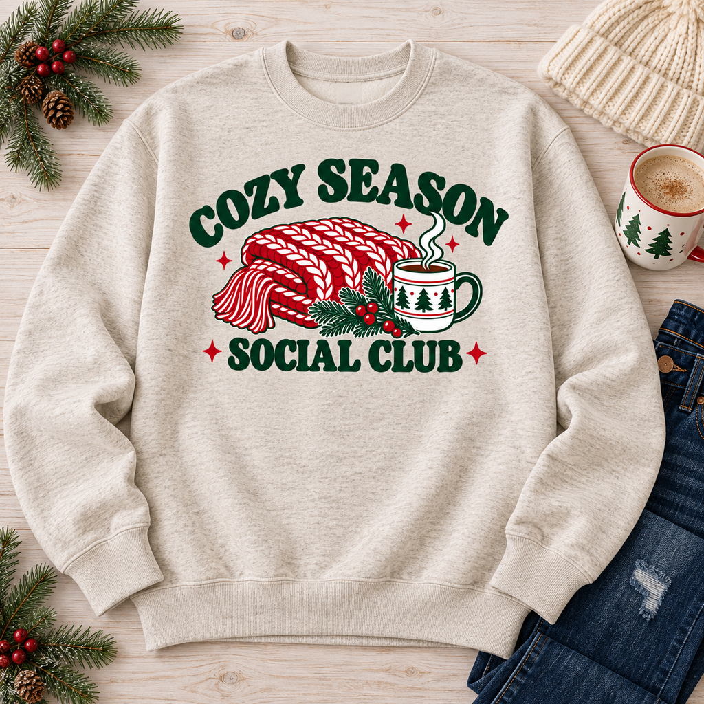 Cozy Season Social Club Crewneck Sweatshirt Sweatshirt Rose's Colored Designs