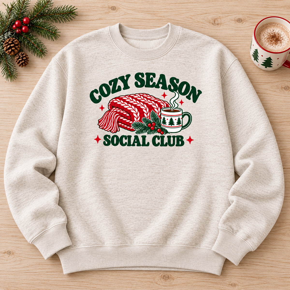 Cozy Season Social Club Crewneck Sweatshirt Sweatshirt Rose's Colored Designs Small