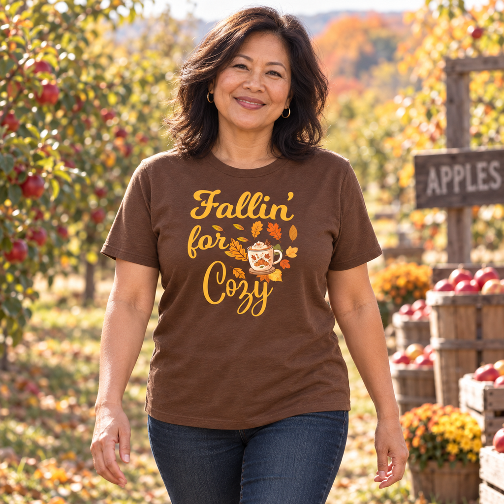 Fallin' for Cozy Fall Graphic Tee Shirts & Tops Roses Colored Designs
