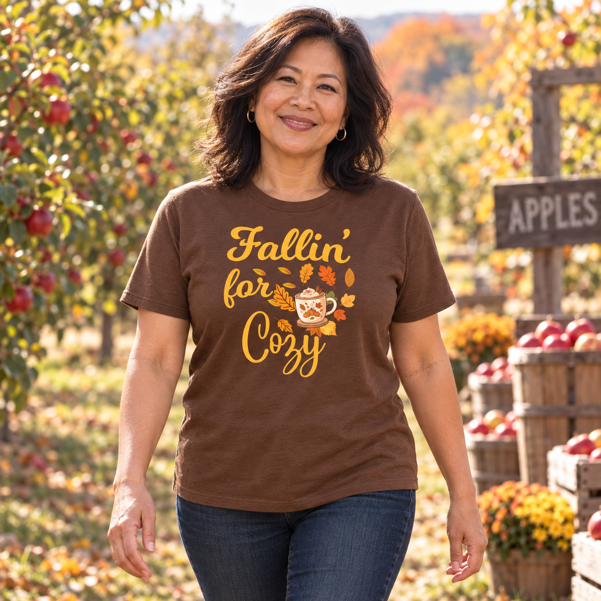 Fallin' for Cozy Fall Graphic Tee Shirts & Tops Roses Colored Designs