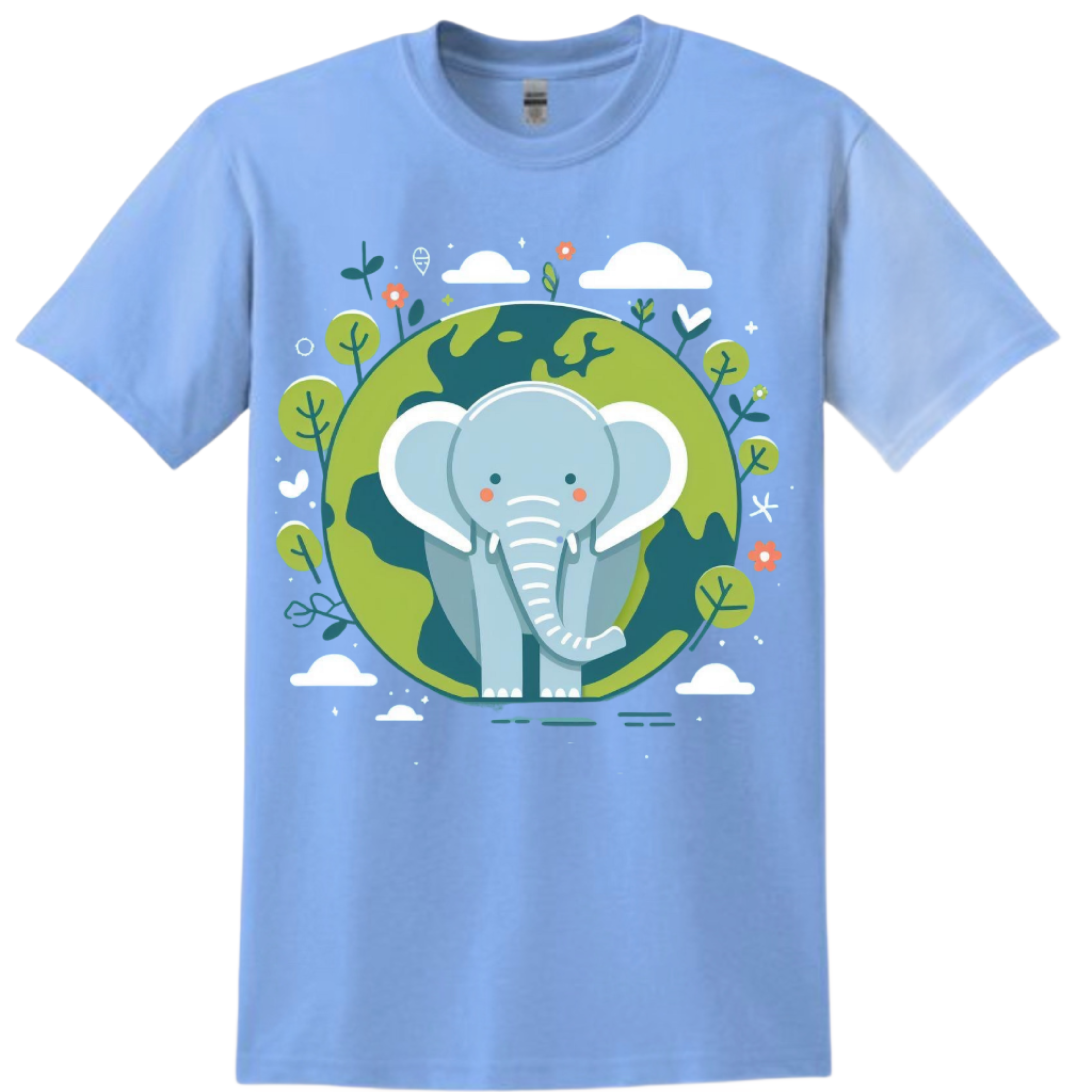 Earth & Elephant Tee or Tot or Tee & Tote Tshirt Rose's Colored Designs Small Earth & Elephant Tshirt + Plant 2 Trees