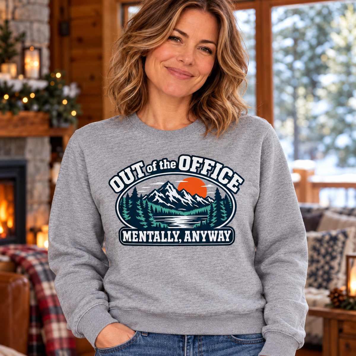 Out of the Office, Mentally Anyway Crewneck Sweatshirt Sweatshirt Rose's Colored Designs