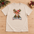 Festive-ish Reindeer Graphic Tee - Sand Graphic Tee Rose's Colored Designs Small