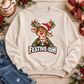 Festive-ish Reindeer Crewneck Sweatshirt Sweatshirt Rose's Colored Designs Small