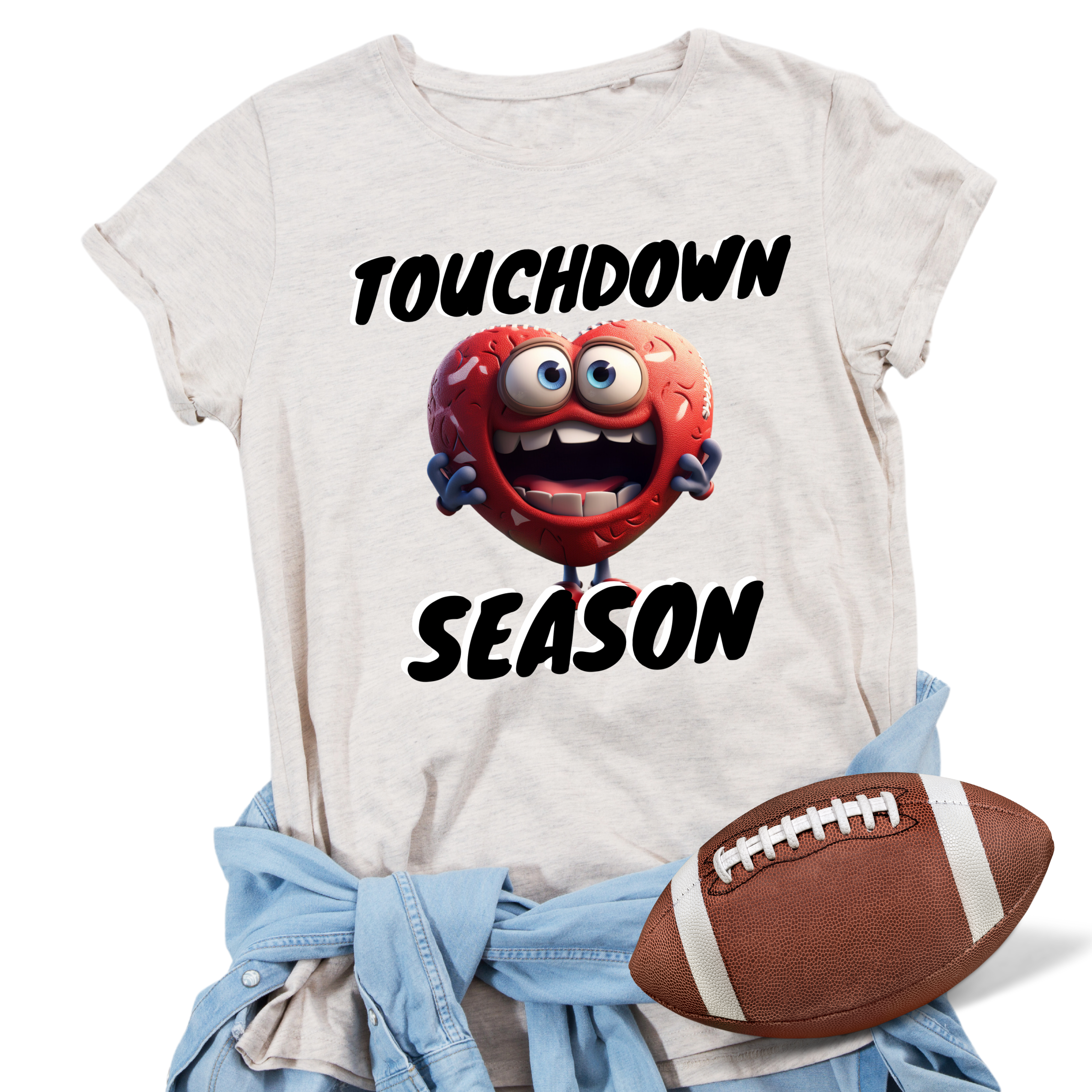 Touchdown Season Tshirt or Sweatshirt. Tan or Gray. Tshirt Rose's Colored Designs   