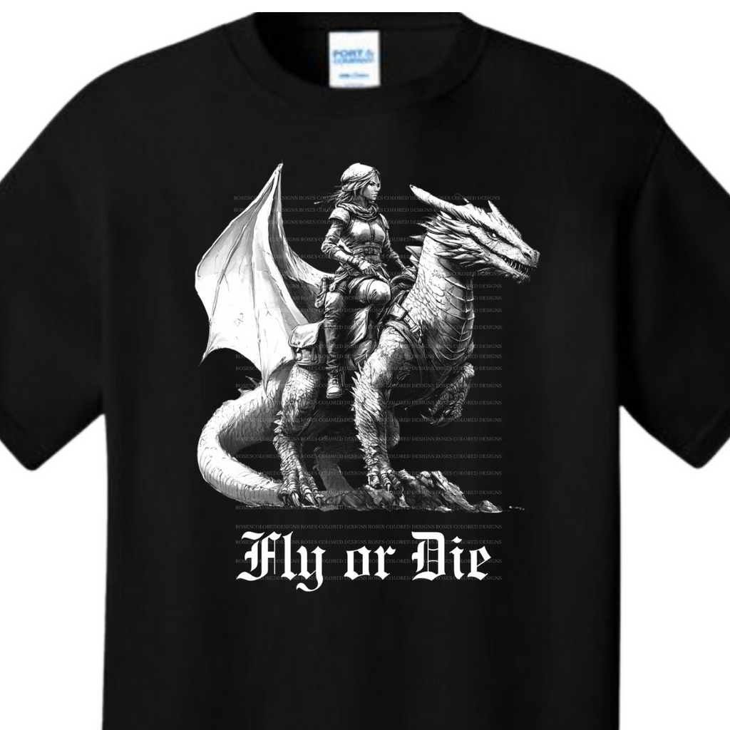 Ride Or Die, Dragon Rider Tshirt Tshirt Rose's Colored Designs Small