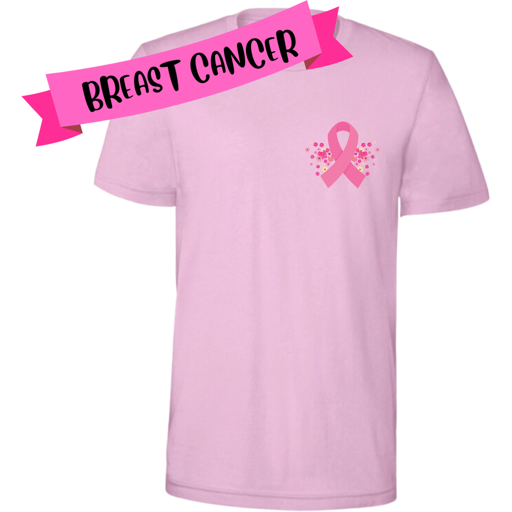 Ribbon & Flowers Breast Cancer Awareness Tee Tshirt Rose's Colored Designs Pink Small