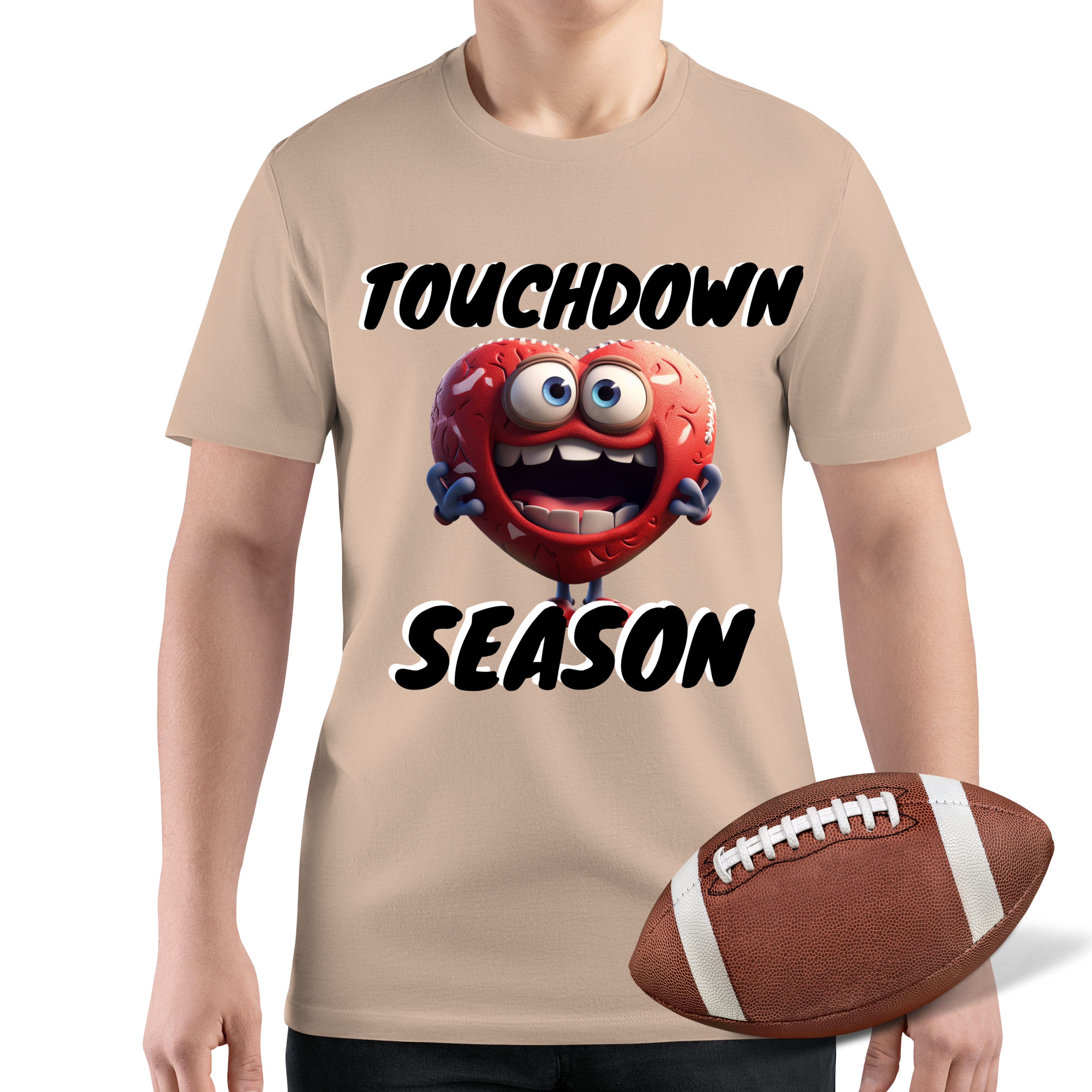 Touchdown Season Tshirt or Sweatshirt. Tan or Gray. Tshirt Rose's Colored Designs   