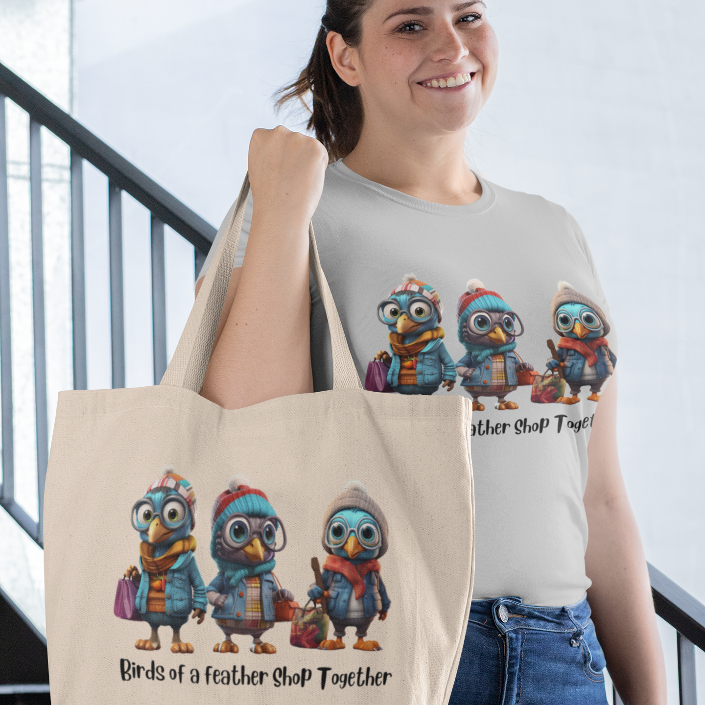 Birds of a Feather Shop Together Tote Tote Rose’s Colored Designs