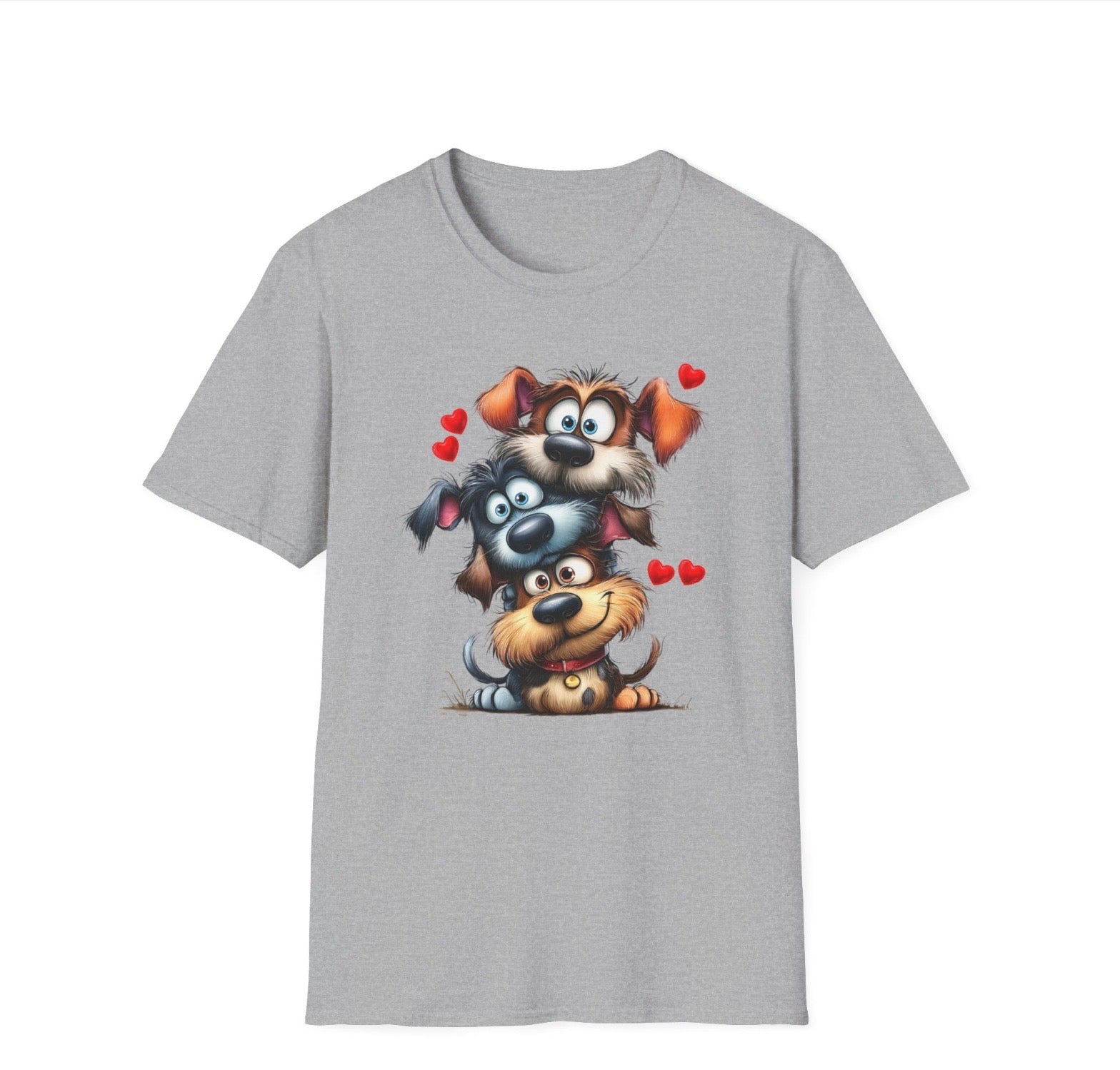 Puppy Pile of Love Shirts & Tops Rose's Colored Designs Small Gray